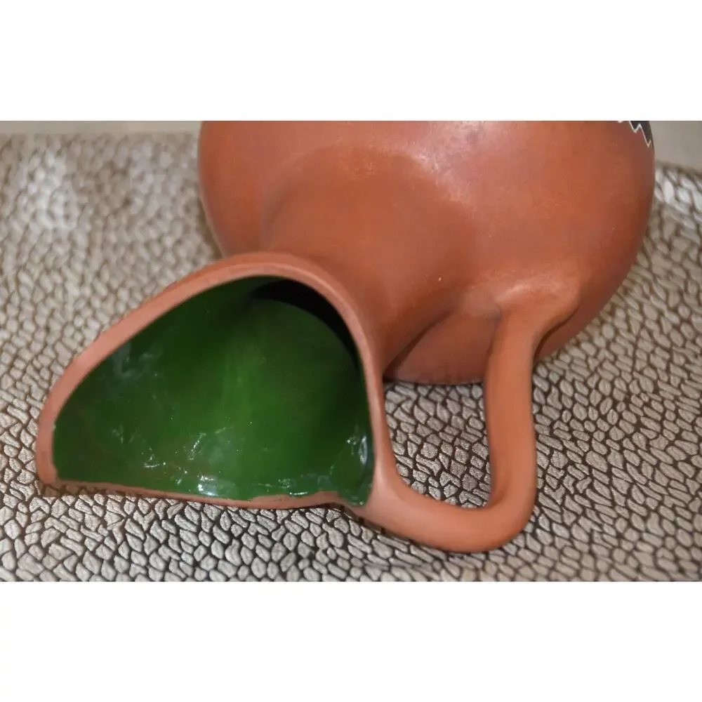 Mexican Hand Crafted Aztec Design Water Jug Pitcher - Red Clay / Barro Rojo